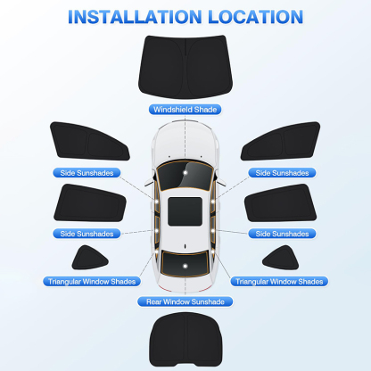 Full Set of 8 Side Window Sunshades for Tesla Model 3/Y-TESGOD