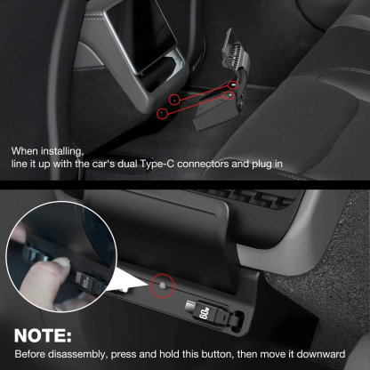 Tesla Model Y Juniper / Model 3 HighlandUSB Hub: Multi-Port Center Console Docking Station with 87W Fast Charging and Retractable Cables