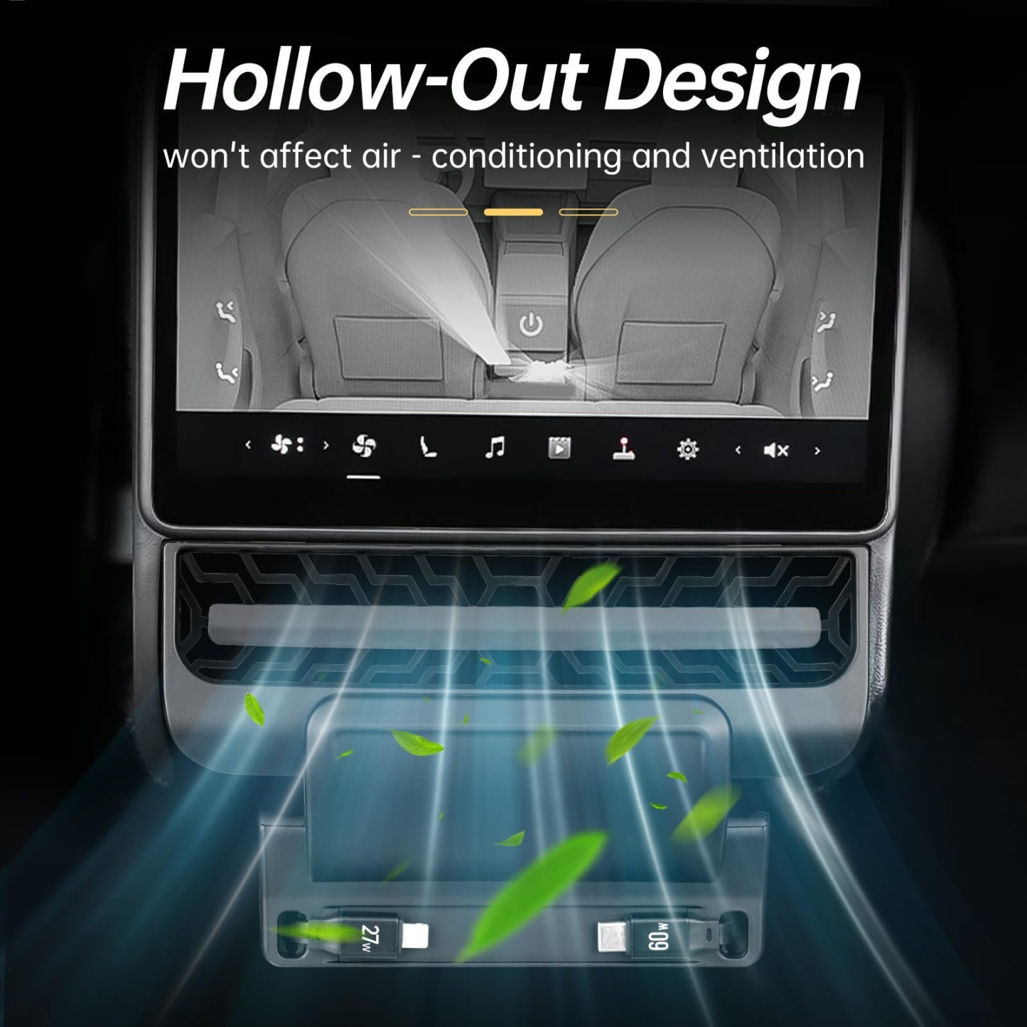 Tesla Model Y Juniper / Model 3 HighlandUSB Hub: Multi-Port Center Console Docking Station with 87W Fast Charging and Retractable Cables