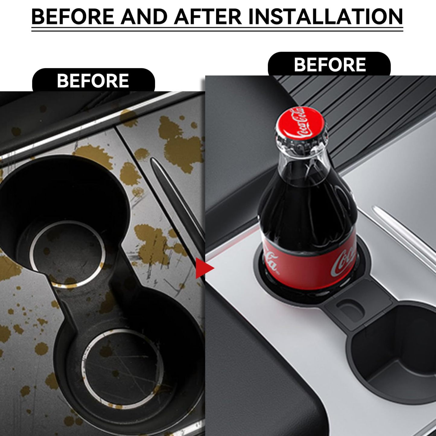 Center Console Tesla Cup Holder for Model 3（2021-2023.10）/ Y（2020-2024）-TESGOD