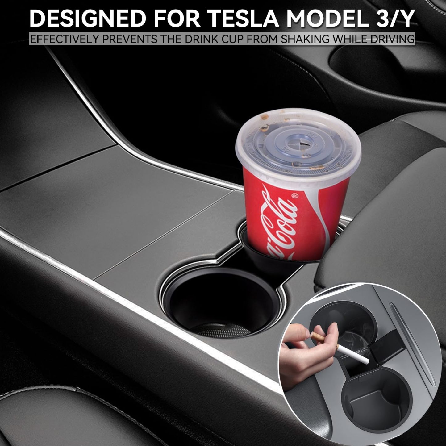 Center Console Tesla Cup Holder for Model 3（2021-2023.10）/ Y（2020-2024）-TESGOD