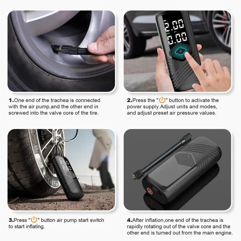 Tesla Smart Wireless Inflatable Pump – 150 PSI, 5000mAh Battery, Portable & Intelligent Tire Inflato-TESGOD