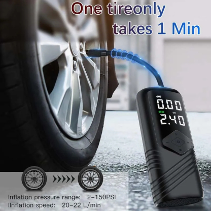 Tesla Smart Wireless Inflatable Pump – 150 PSI, 5000mAh Battery, Portable & Intelligent Tire Inflato-TESGOD
