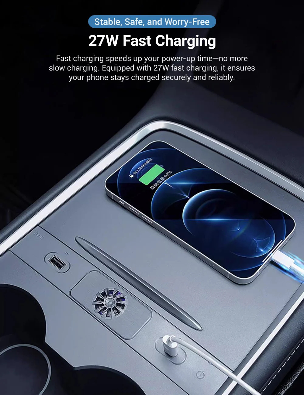 USB Hub Docking Station with Aromatherapy for Tesla Model 3/Y (2021-2023.10 / 2020-ON) – Fast Charging & Integrated Scent Diffuser-TESGOD