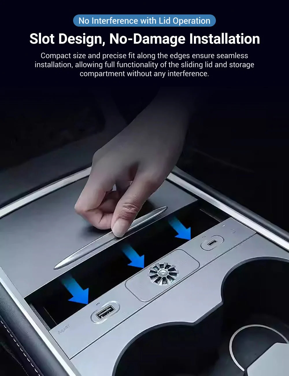 USB Hub Docking Station with Aromatherapy for Tesla Model 3/Y (2021-2023.10 / 2020-ON) – Fast Charging & Integrated Scent Diffuser-TESGOD