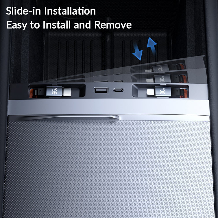 USB Hub Docking Station for Tesla Model Y Juniper & Model 3 Highland: 125W Ultra-Fast Charging, Smart Temperature Control, Seamless Integration