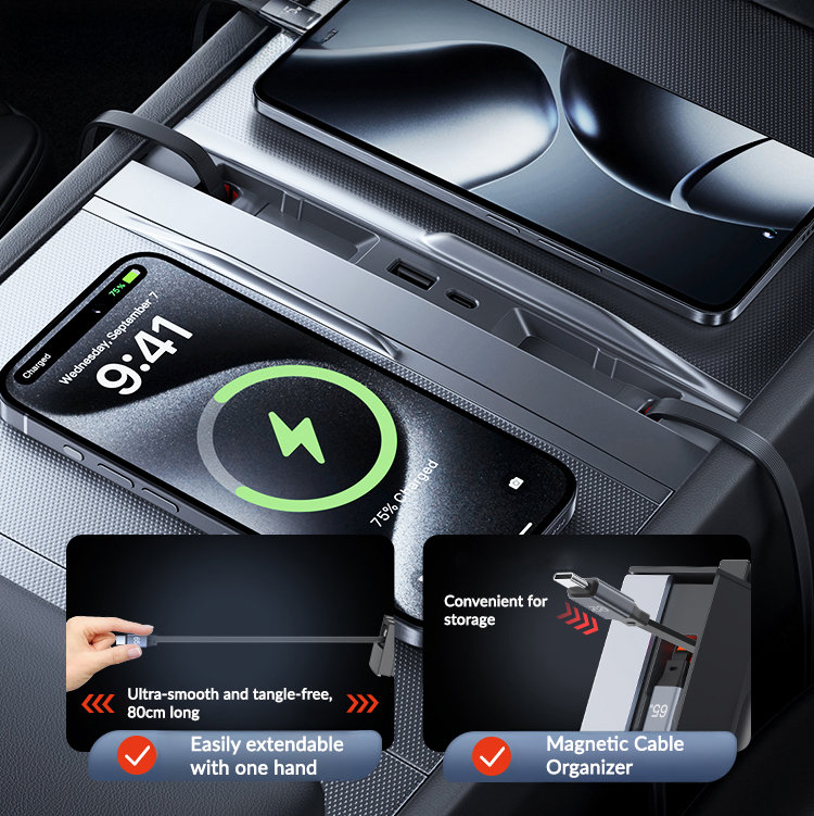 USB Hub Docking Station for Tesla Model Y Juniper & Model 3 Highland: 125W Ultra-Fast Charging, Smart Temperature Control, Seamless Integration