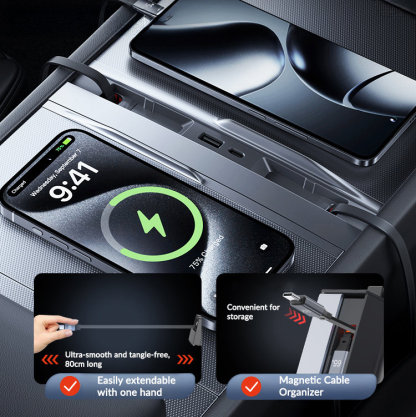 USB Hub Docking Station for Tesla Model Y Juniper & Model 3 Highland: 125W Ultra-Fast Charging, Smart Temperature Control, Seamless Integration