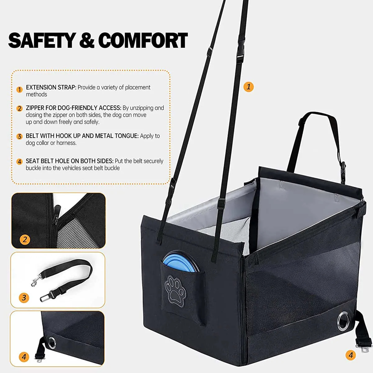 Waterproof Dog Seat Cover for Tesla Model S/3/X/Y – Secure, Breathable, & Easy-to-Clean Pet Basket-TESGOD