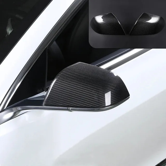 Real Carbon Fiber Rearview Mirror Covers for Tesla Model 3 (Set of 2) – Non-Replacement Style-TESGOD