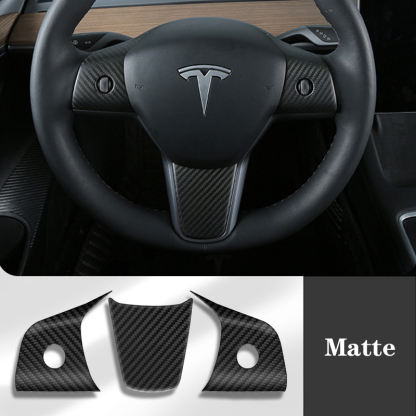 True Carbon Fiber Steering Wheel Patch for Tesla Model 3/Y-TESGOD
