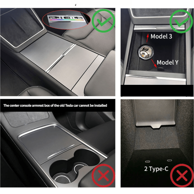 Center Console Ambient Light USB Hub Tesla Model Y Juniper / Model 3 Highland