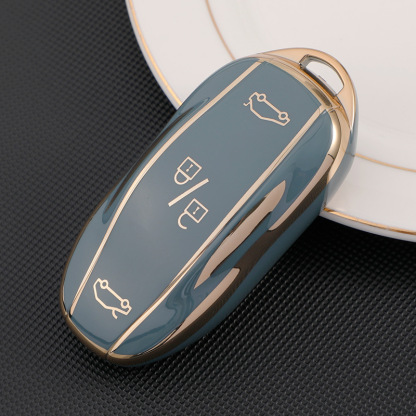 TPU Key Fob Cover for Tesla Model 3/Y/X/S – Full Protection, Fashionable Gold-Rimmed Design-TESGOD