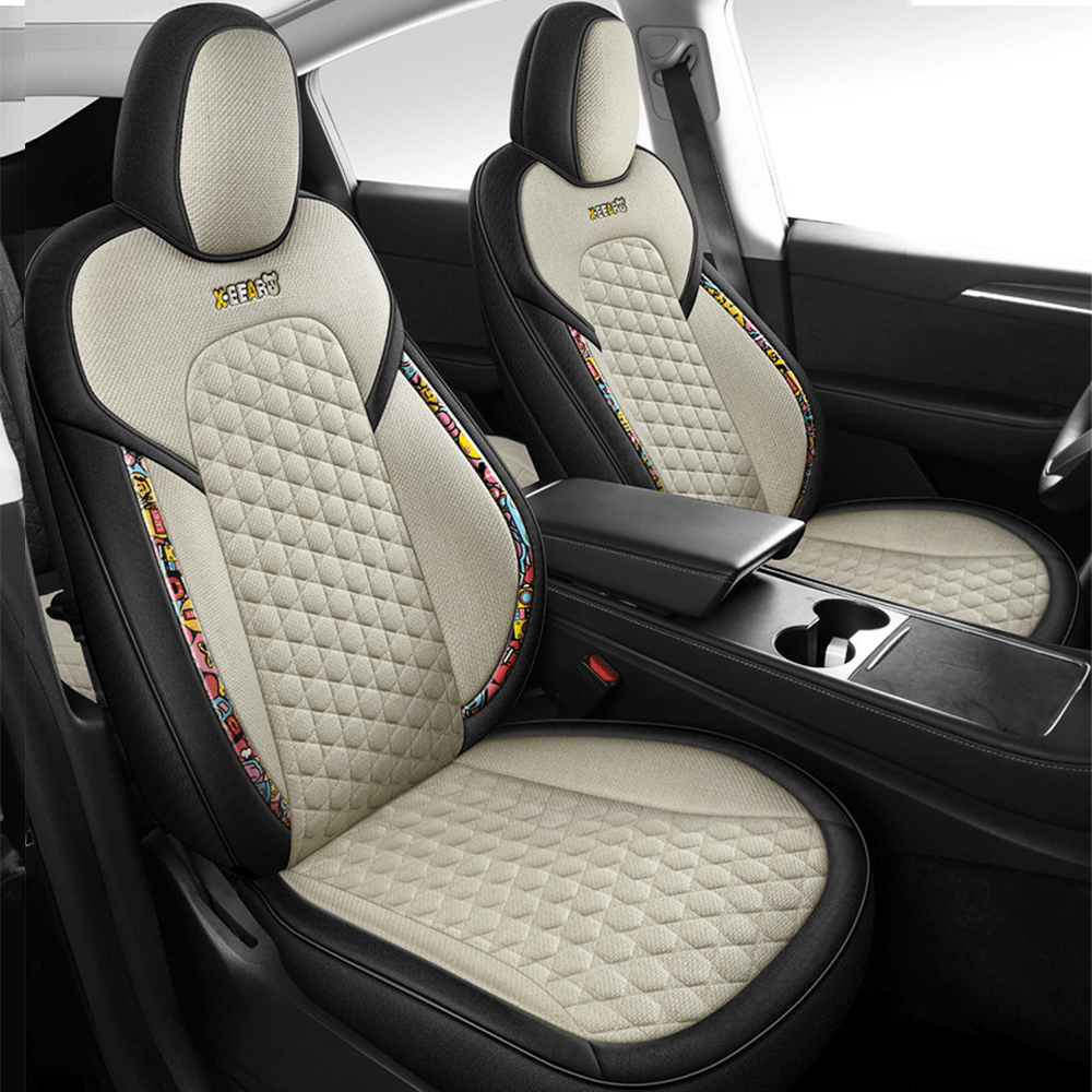 Cotton-Linen Seat Covers for Tesla Model 3