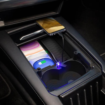 Center Console Organizer with Wireless Charging for Tesla Model S/X（2016-2020）-TESGOD
