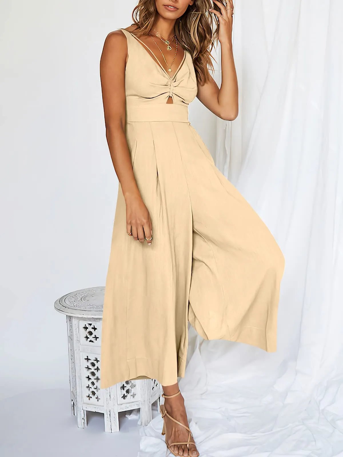 V Neck Cutout High-Waist Jumpsuits(Buy 2 free shipping)