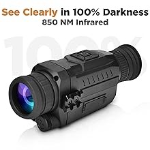 Digital Night Vision Monocular for 100% Darkness - Travel Infrared Monoculars, IR High-Tech Spy Gear for Hunting & Surveillance - Save Photos & Videos, Card Reader Included