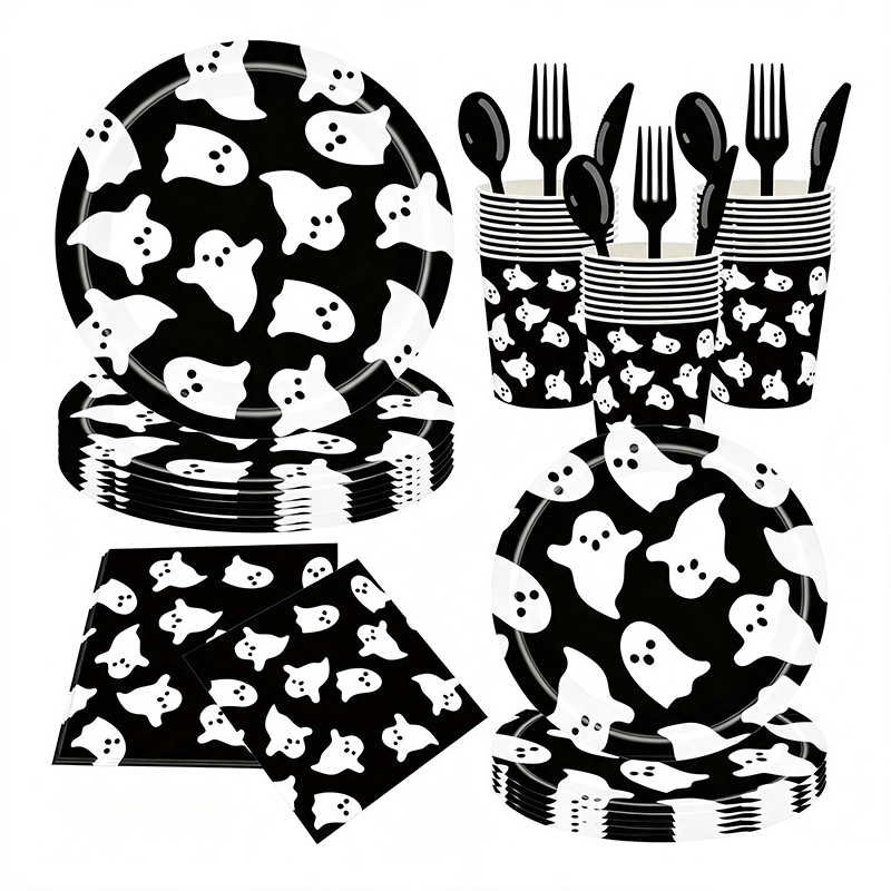 Disposable Ghost-Themed Tableware