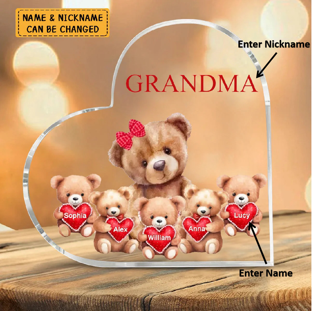 Mama Bear With Little Kids Personalized Acrylic Plaque