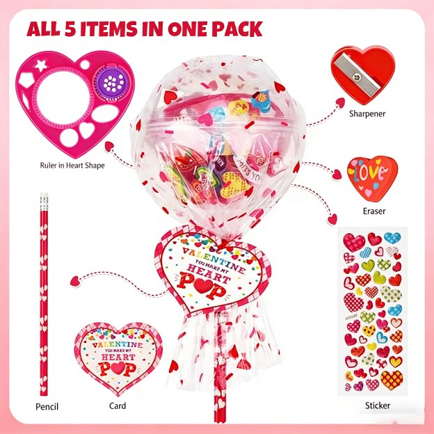24 Pack Valentine's Day children's stationery set