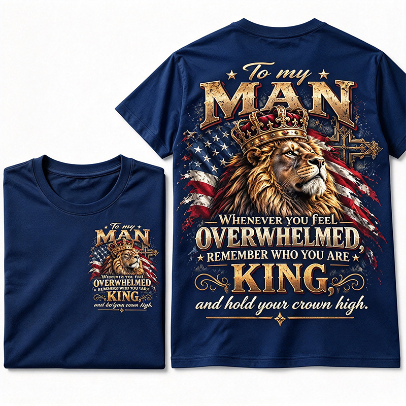 Men's Patriotic Lion King Print T-shirt