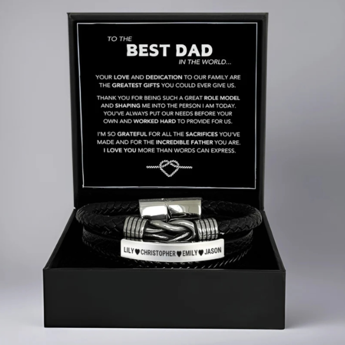 Forever connected, engraved with the surname Dad bracelet
