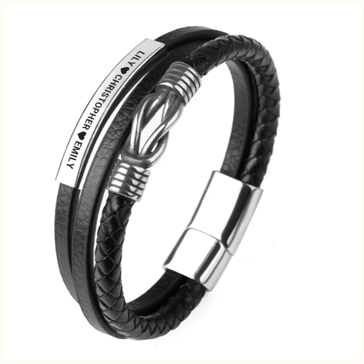 Forever connected, engraved with the surname Dad bracelet