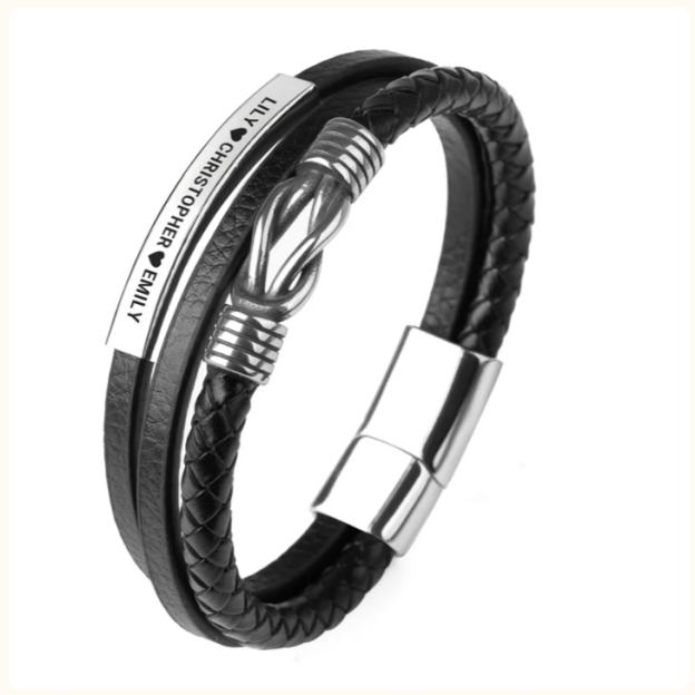 Forever connected, engraved with the surname Dad bracelet