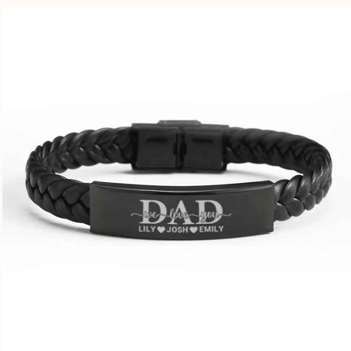 "Dad, We Love You" Family Bond Personalized Bracelet Set