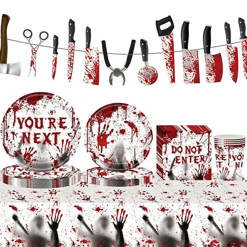 Bloody Handprint Halloween Party Set