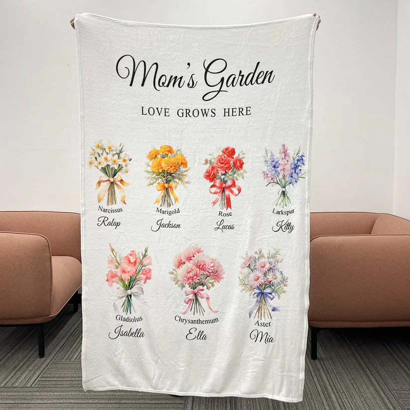 Birth Month Flower Bouquet Customized Blanket