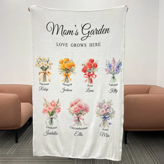 Birth Month Flower Bouquet Customized Blanket