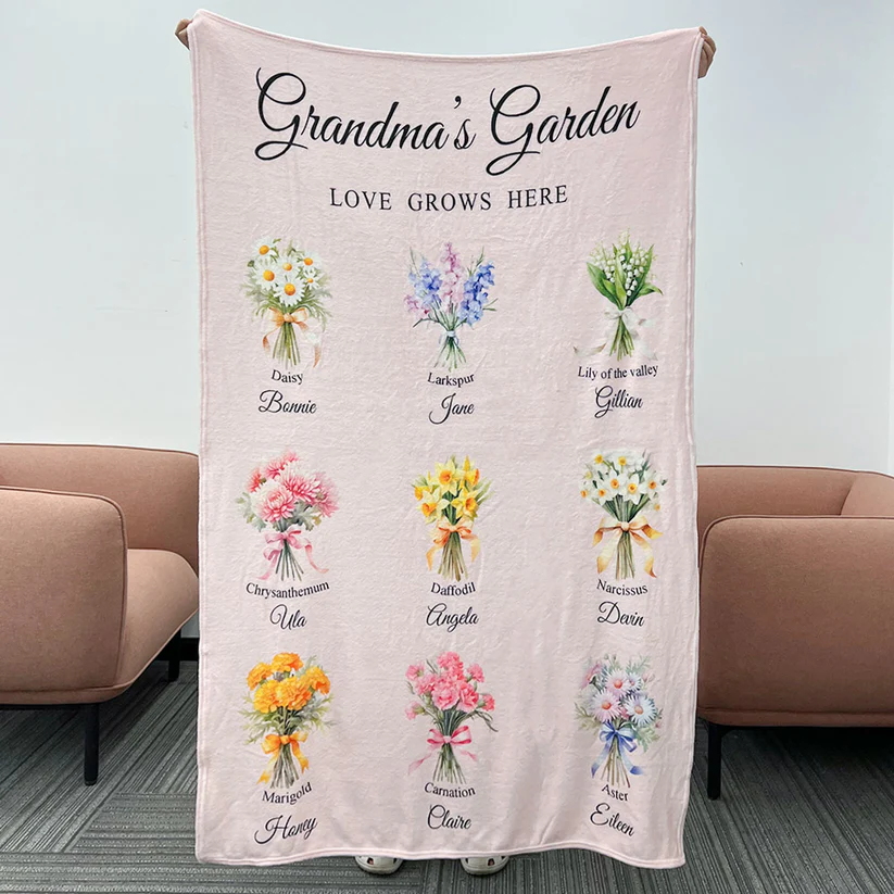 Birth Month Flower Bouquet Customized Blanket