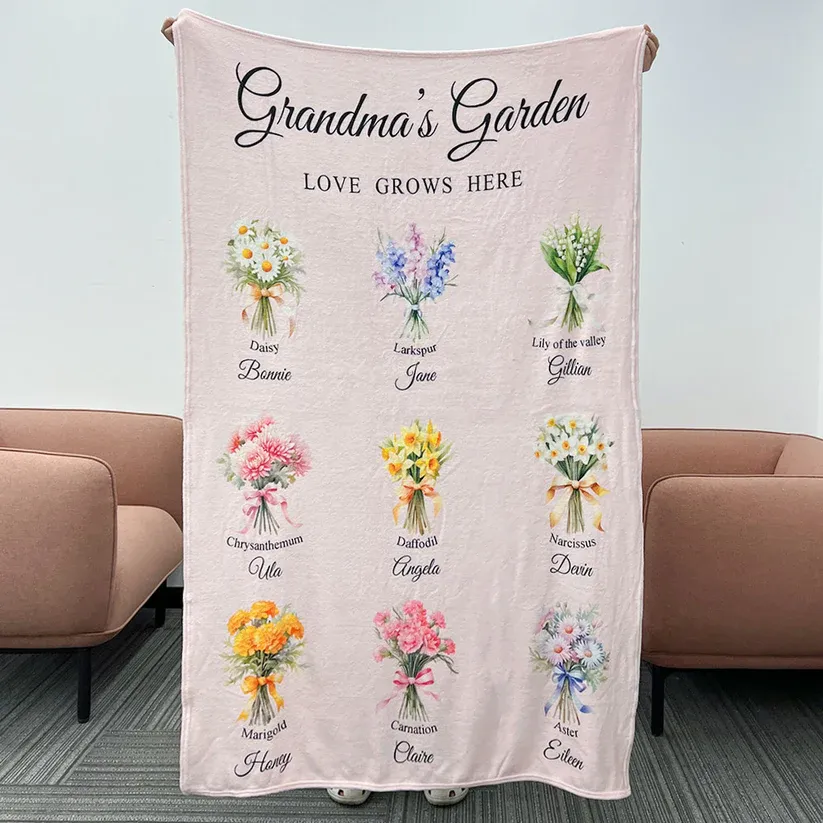Birth Month Flower Bouquet Customized Blanket