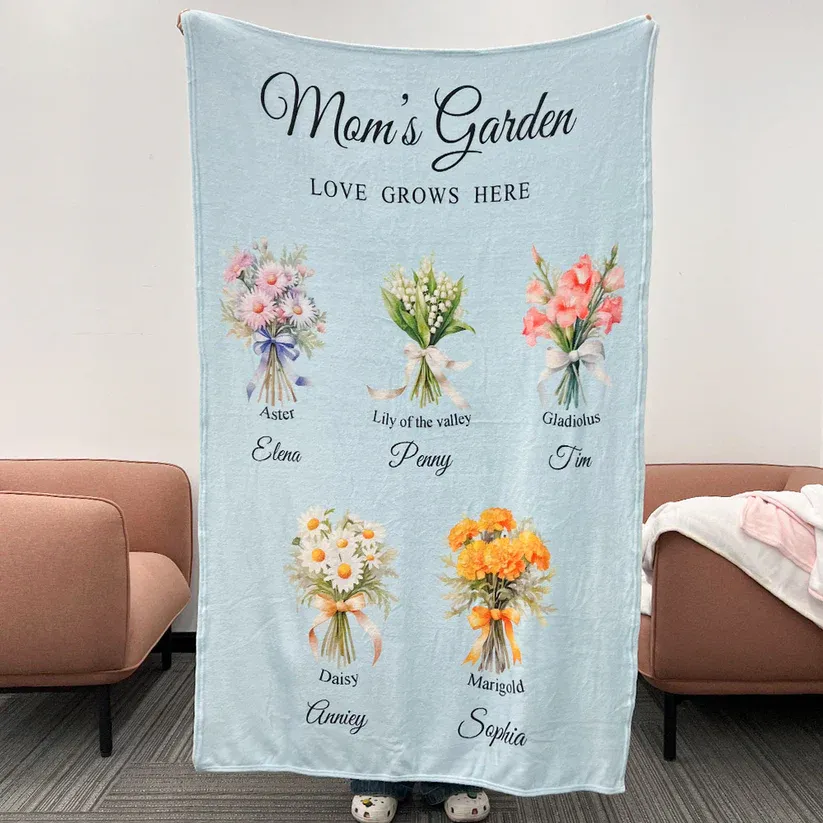Birth Month Flower Bouquet Customized Blanket
