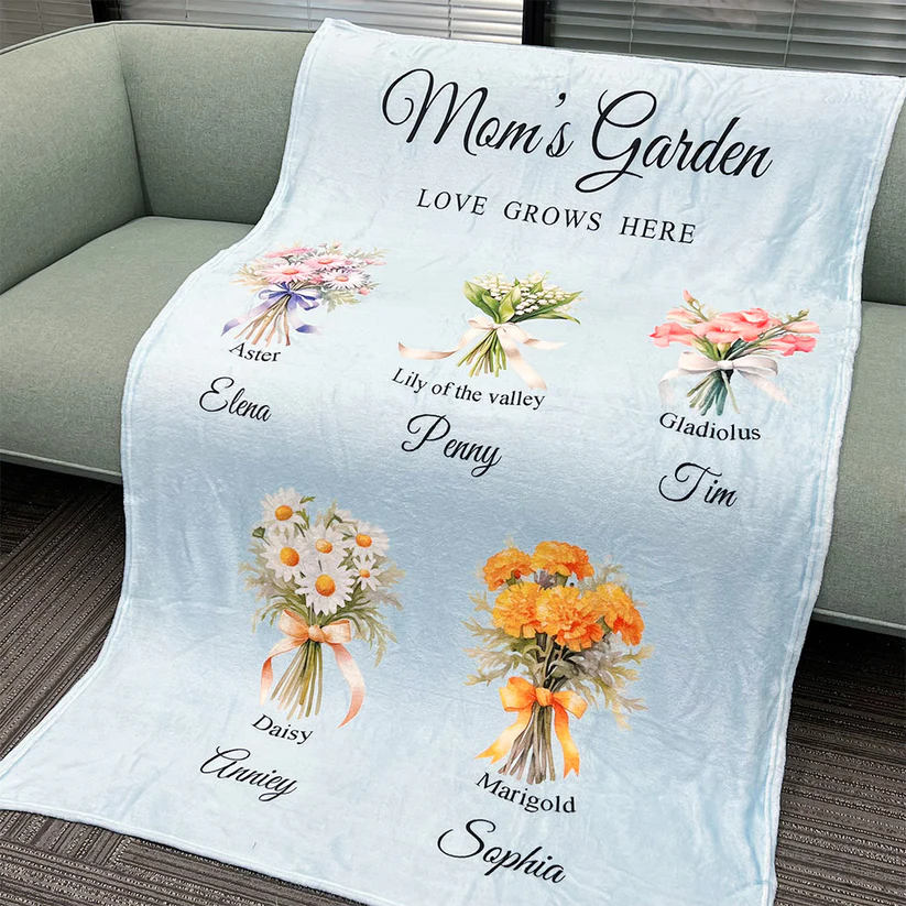 Birth Month Flower Bouquet Customized Blanket