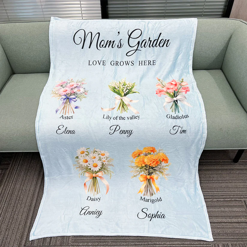 Birth Month Flower Bouquet Customized Blanket