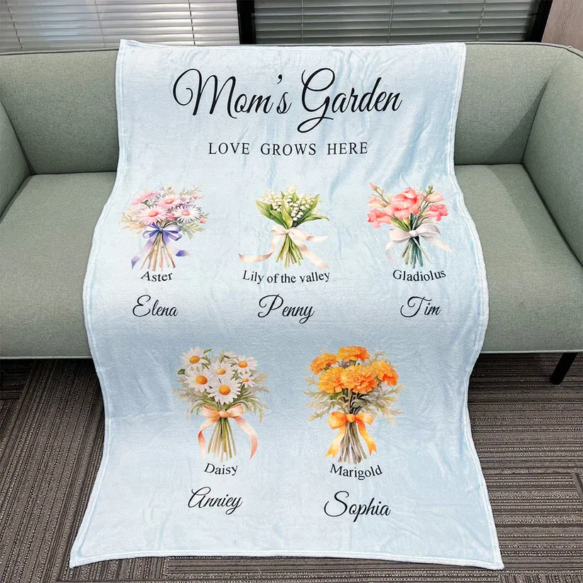 Birth Month Flower Bouquet Customized Blanket