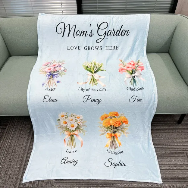 Birth Month Flower Bouquet Customized Blanket