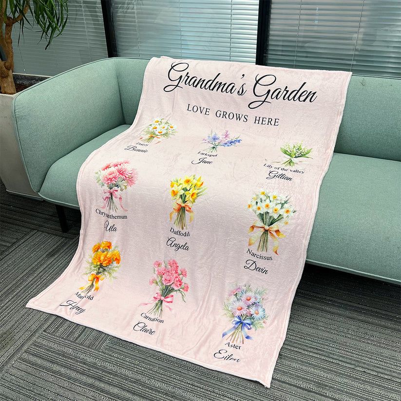 Birth Month Flower Bouquet Customized Blanket