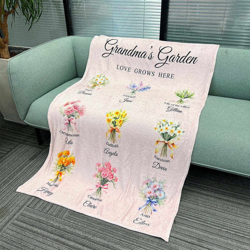 Birth Month Flower Bouquet Customized Blanket