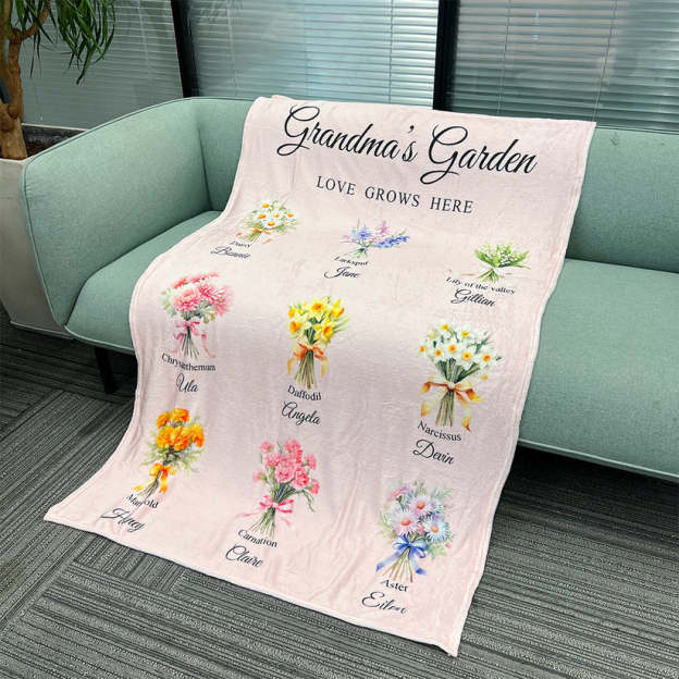 Birth Month Flower Bouquet Customized Blanket