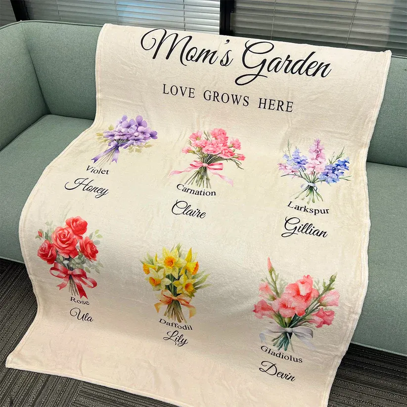 Birth Month Flower Bouquet Customized Blanket