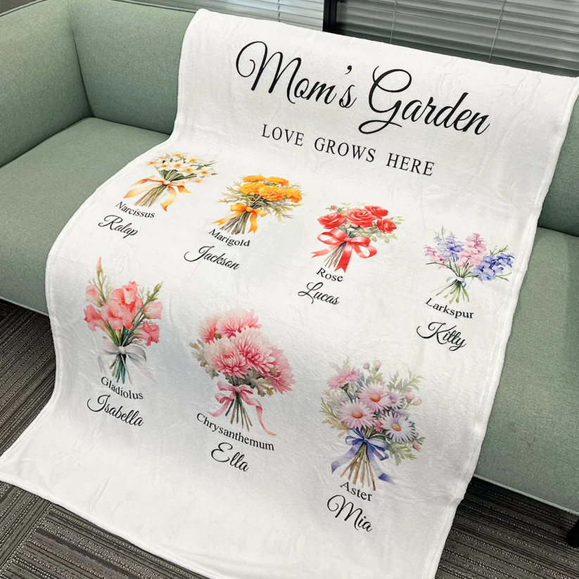Birth Month Flower Bouquet Customized Blanket