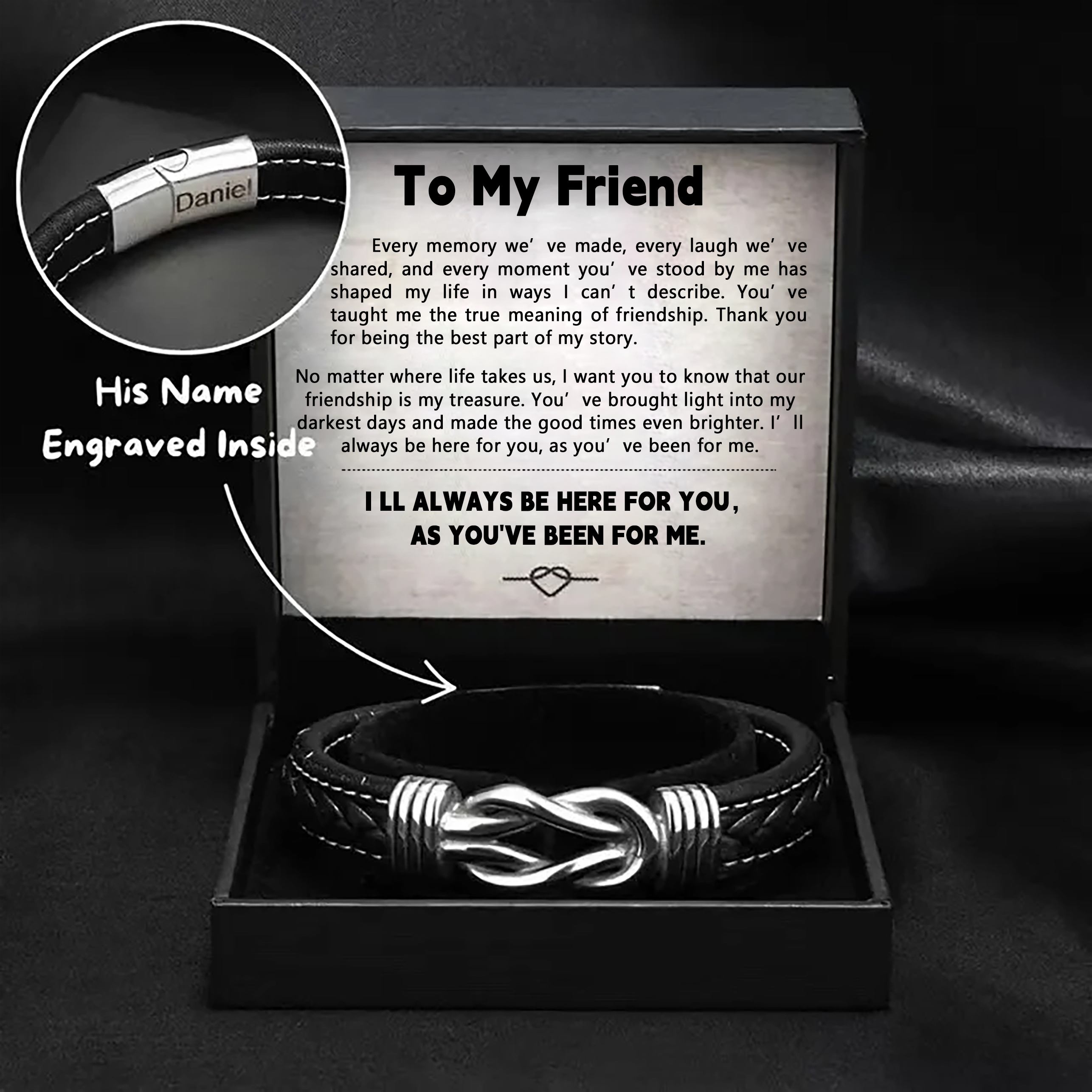 Friendship Infinity Bracelet Gift Set with Engraving