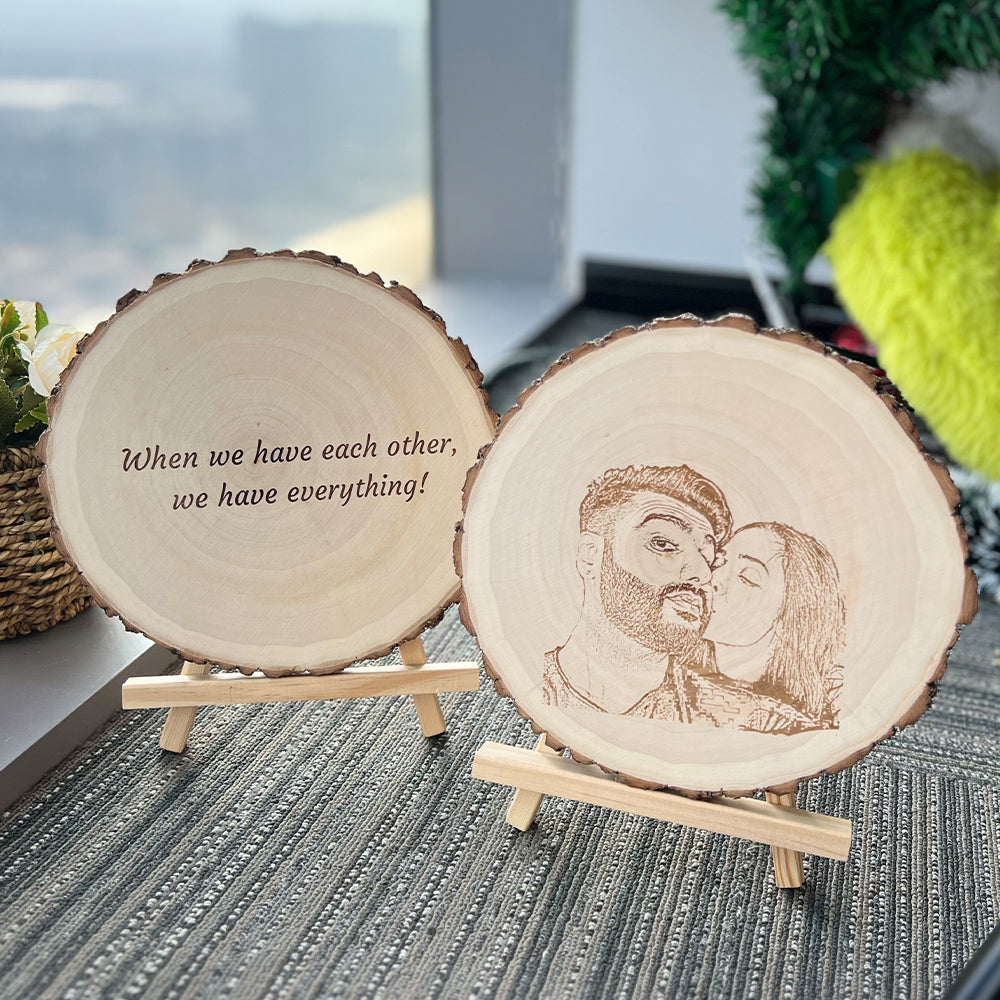 ⭐️ Custom natural wood pieces with photos and engraved text