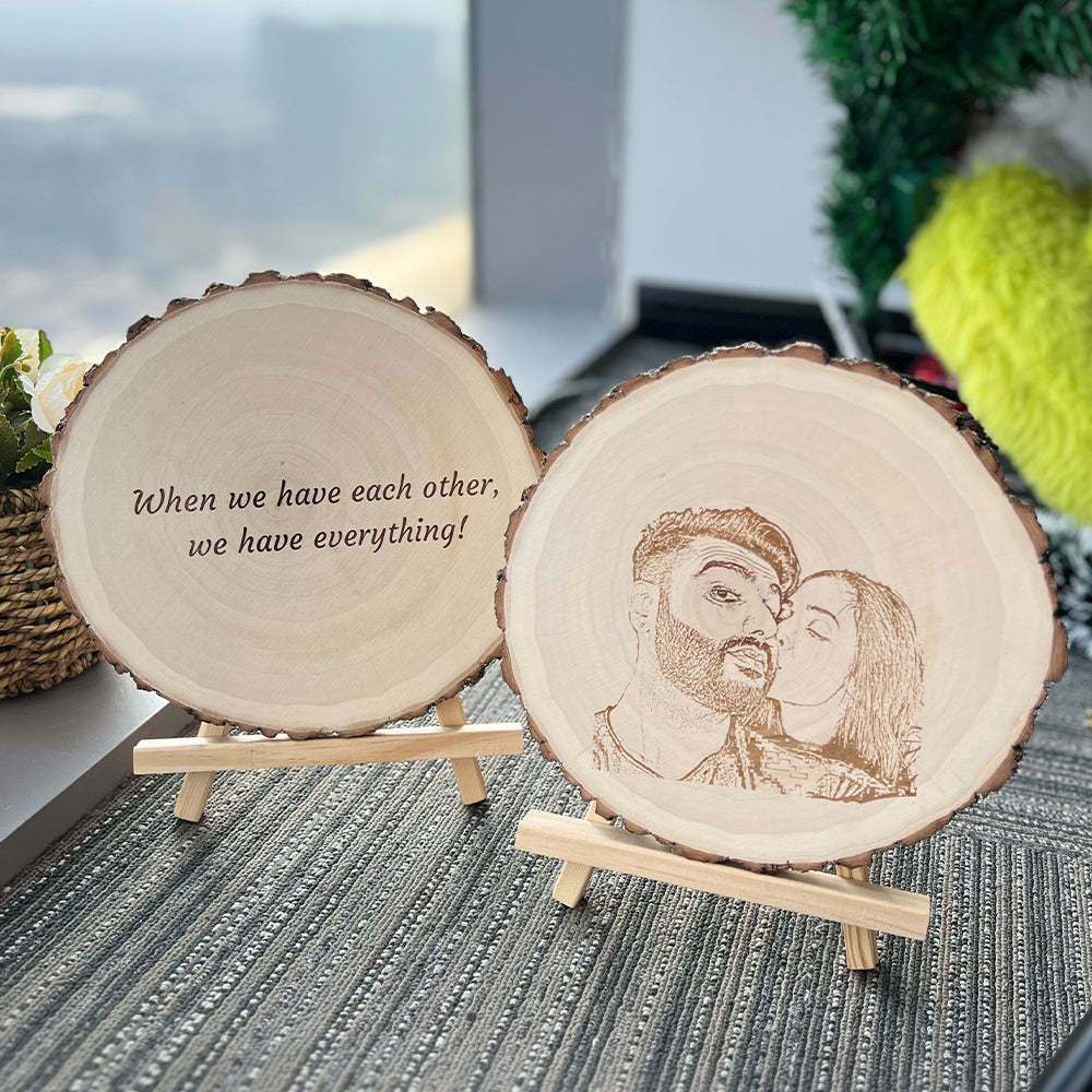 ⭐️ Custom natural wood pieces with photos and engraved text
