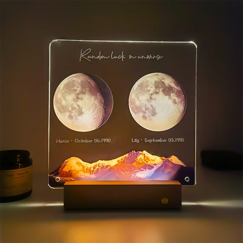 Custom Birth Moon Handwritable Lamp With Same Wallpaper