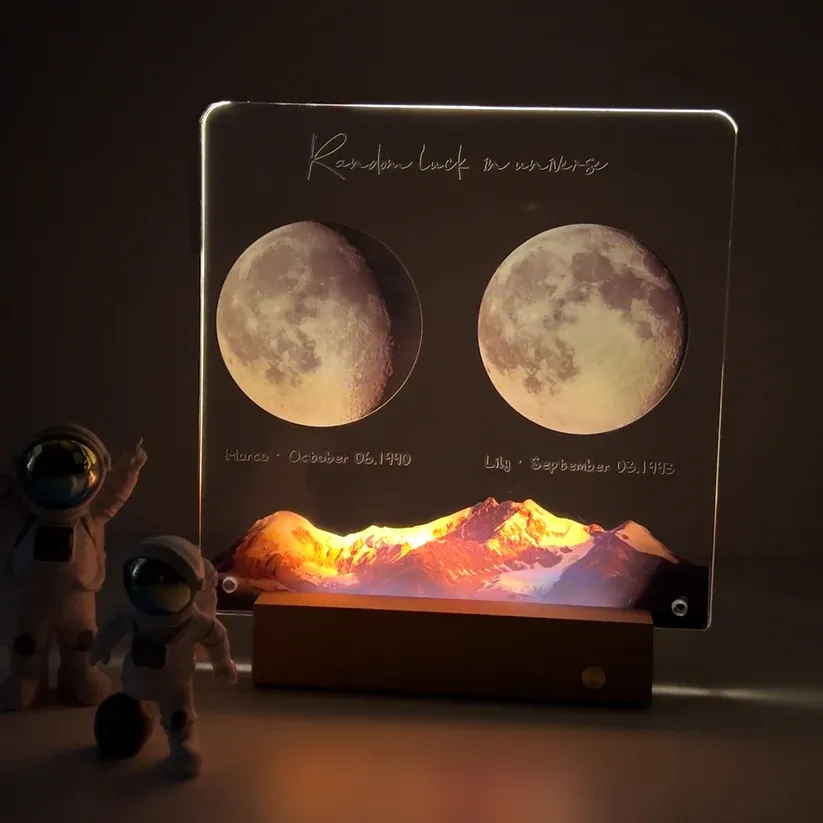 Custom Birth Moon Handwritable Lamp With Same Wallpaper