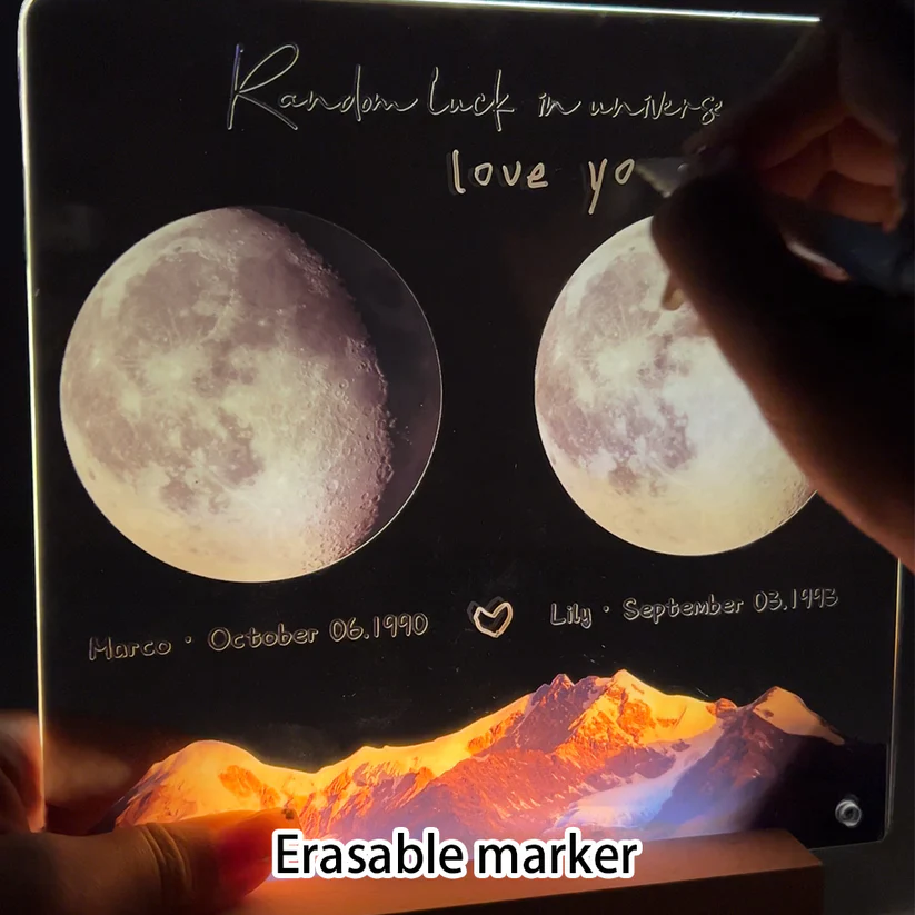 Custom Birth Moon Handwritable Lamp With Same Wallpaper